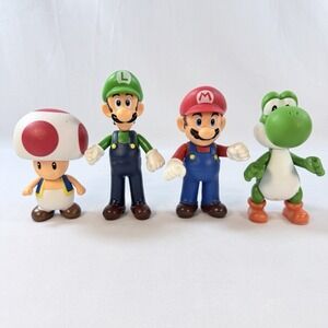 Super Mario Bros Action Figure Set Mario Luigi Yoshi Toad